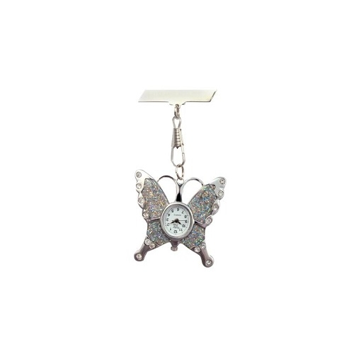 Nurses Fob Watch Butterfly  Design Silver Finish