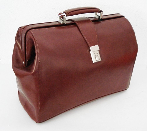  Doctors Leather Bag with Combination Lock In Cognac