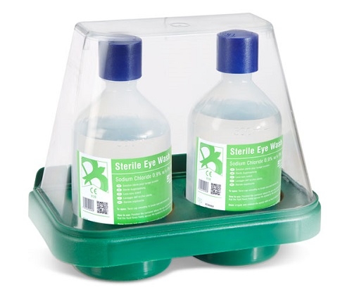 Double Wall Mount Eyewash Stand With Two Bottles