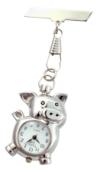 Nurses Fob Watch  Pig Design  Silver Finish