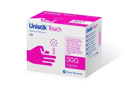 Owen Mumford Unistik Touch 30G 1.5mm  Box of 100