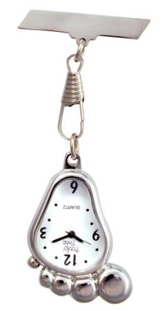  Nurses Fob Watch  Foot Design  Silver Finish