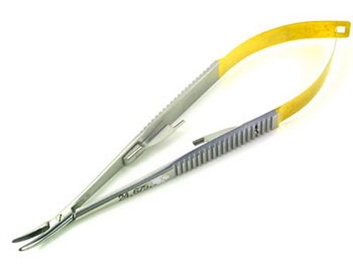 CASTROVIEJO TC Needle Holder With Catch Smooth Jaws Curved 14 cm