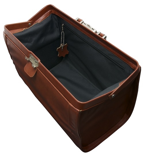 Gladstone Doctors Bag with Clam-Shut Frame Brown