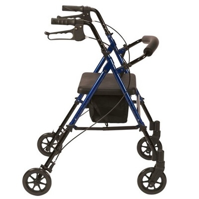 Adjustable Seat Height Rollator  with Padded Backrest in Blue