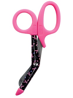 Nurse Utility Scissors Pink Ribbon Print 14 cm Autoclavable 143C