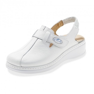 Nursing Shoes in White Leather with Heel Strap in Size 39