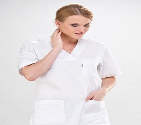  Nurses Tunic in White Short Sleeve in White  