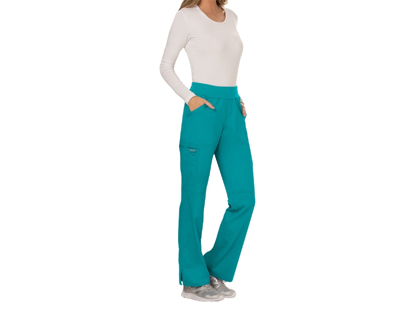Womens Scrub  Pull-on Cargo Trousers Teal Blue XS