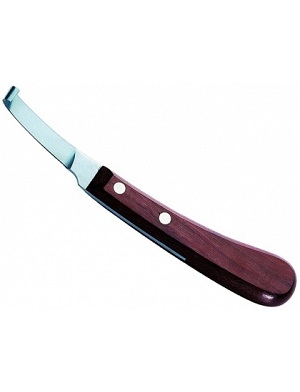 Right Handed Hoof Knife With Wooden Handle  carbon steel with sharp cutting edge