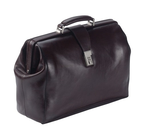 Doctors Leather Bag with Combination Lock In Brown 