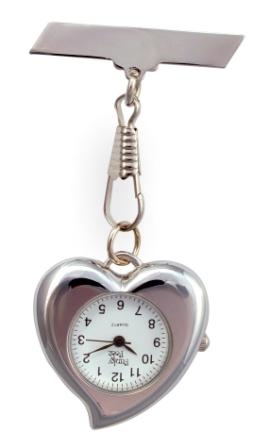  Nurses Fob Watch Heart Design Silver Finish
