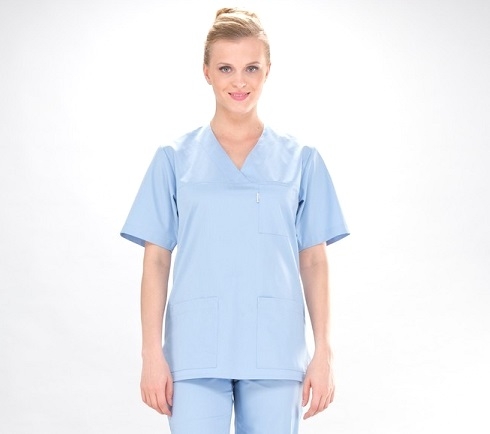 Nurses Tunic  With Short Sleeve  in Light Blue     