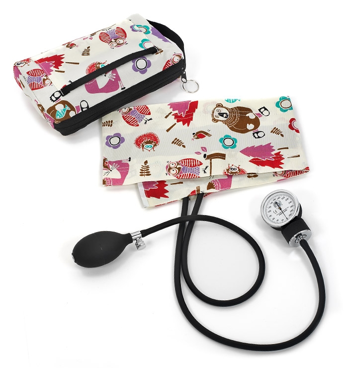 Adult Aneroid Sphygmomanometer Woodsy Animals Cream Matching case