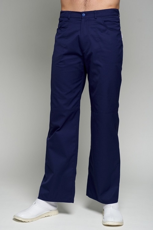 Mens Straight Leg Scrub Pants Navy Blue Large