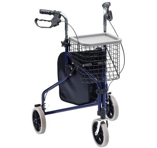 Lightweight Tri Walker with Bag and Basket And Tray  Blue