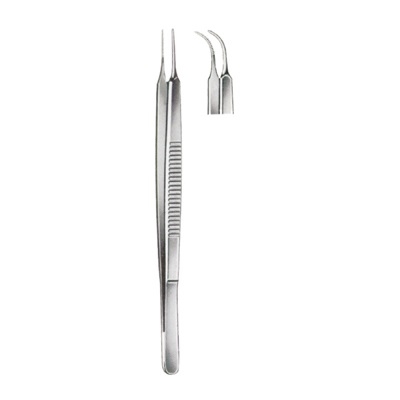 STEVENS Iris Forceps 11 cm With Catch Model Curved  1:2 teeth 
