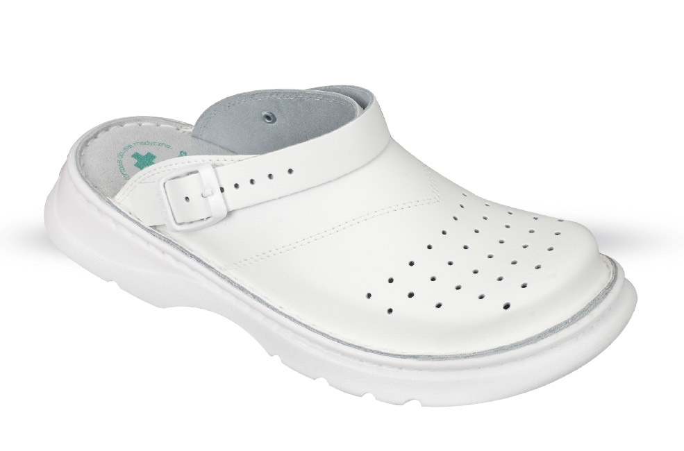 White Medical  Leather Clogs Size 41