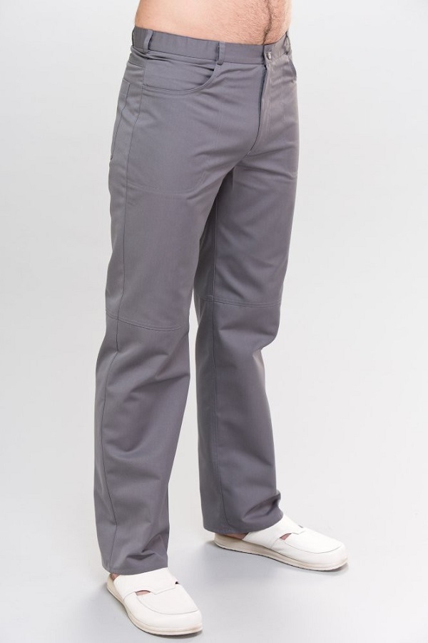Mens Straight Leg Scrub Pants Grey Medium